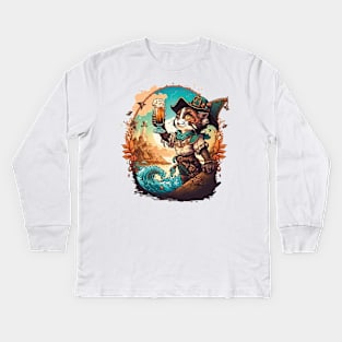 Get Ready to Sail the High Seas with Pirate Cat Kids Long Sleeve T-Shirt